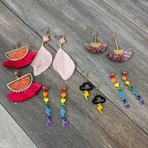 Lot 6 Pairs of Brand New Colorful Boutique Earrings